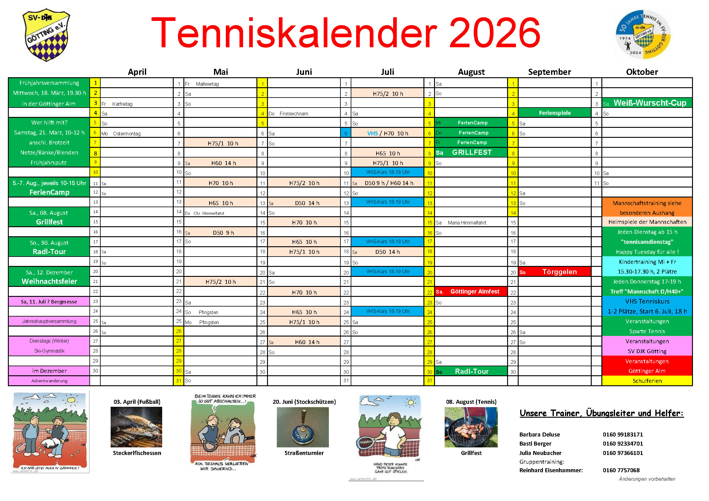 Tenniskalender 2026 Stand 08.04.2026