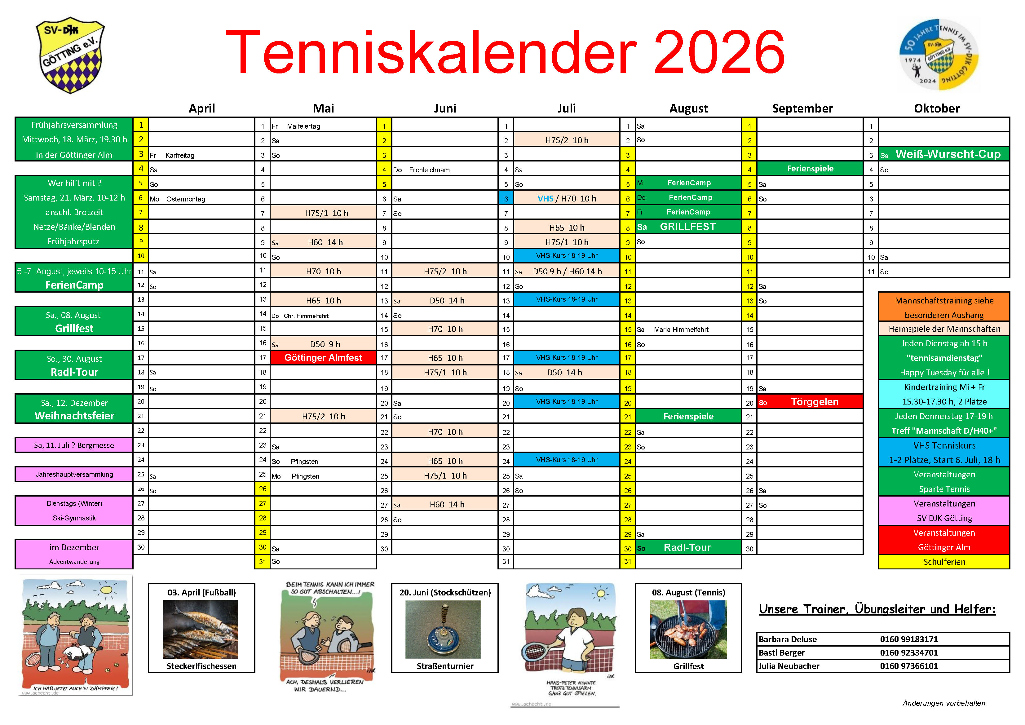 Tenniskalender 2026 Stand 08.04.2026